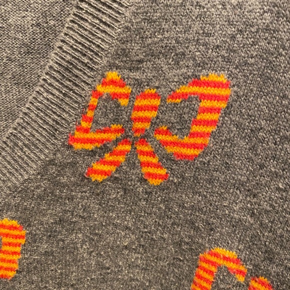 Madewell Wallace Gray Bow Print Sweater S - Picture 4 of 5